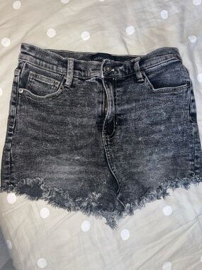 Kendall & Kylie Washed Black Frayed Hem Denim Shorts